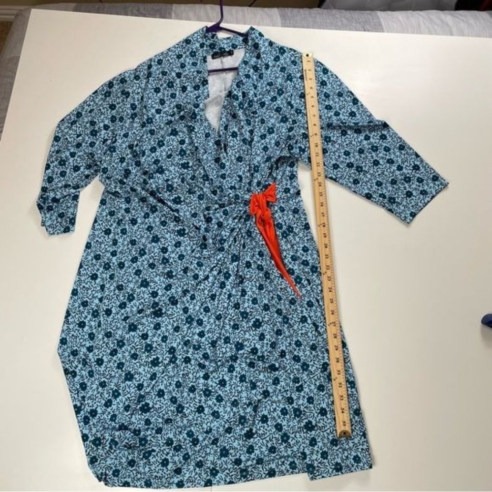 Isabel + Alice Blue Floral Faux Wrap 3/4 Sleeve Dress Size 3X - Picture 7 of 8